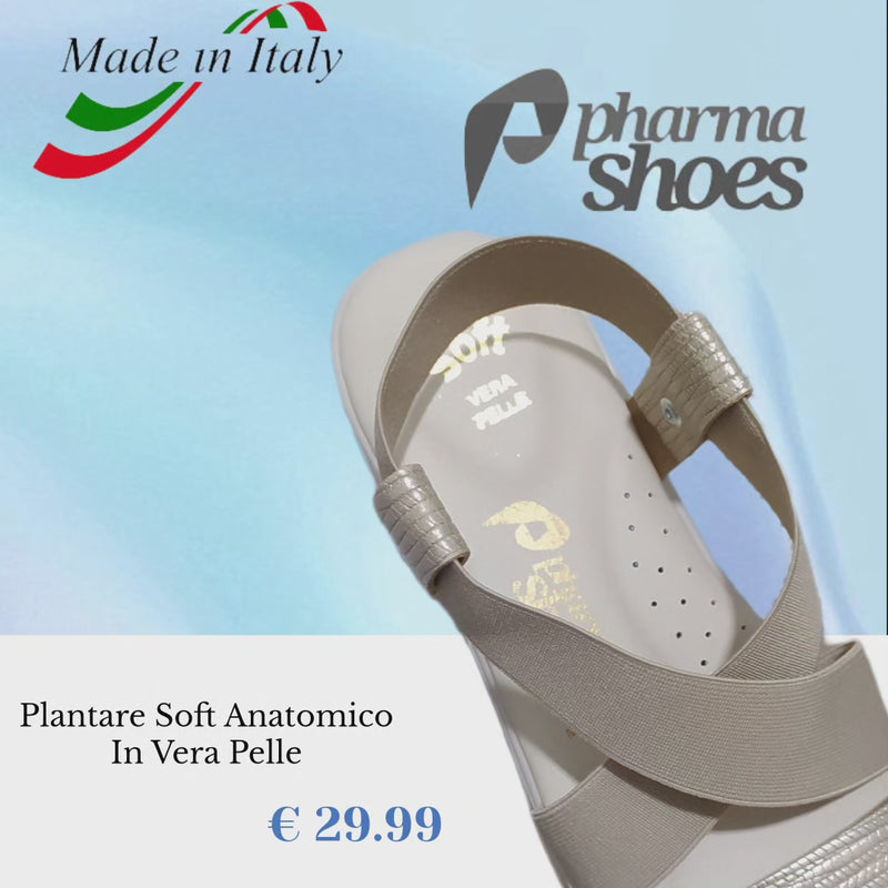 Sandalo Fasce Elastiche e Plantare Soft Anatomico Vera Pelle Linea Comoda