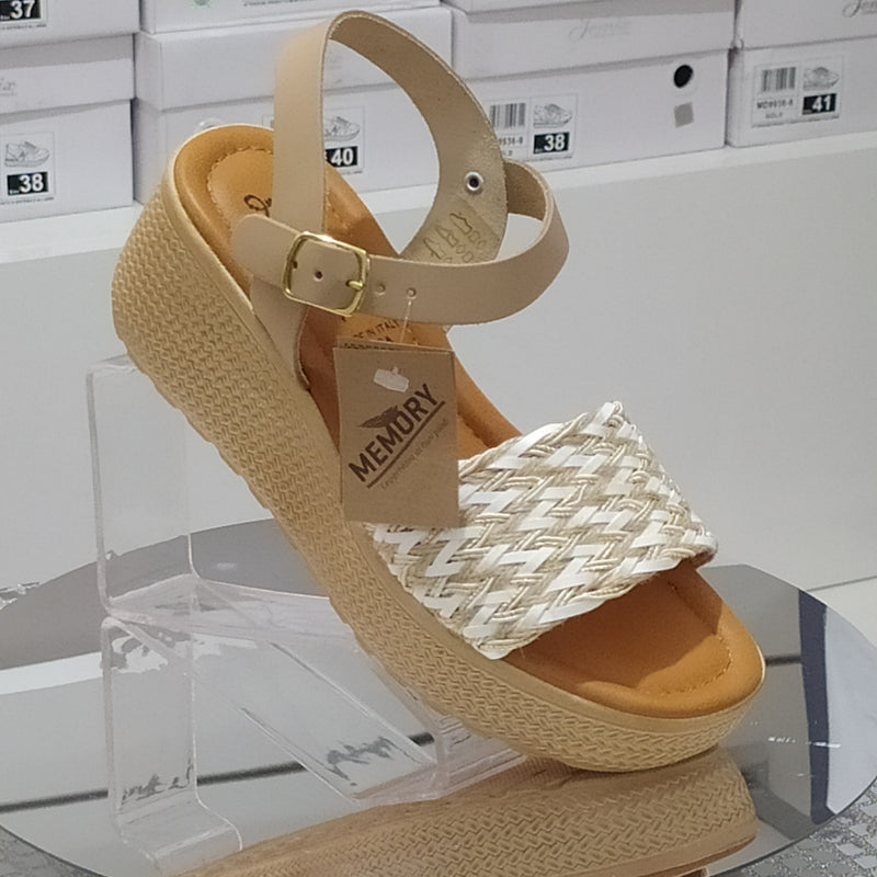 FLORALì - Sandali Donna Made In Italy Zeppa 6,5Cm Plantare In Vera Pelle Memory