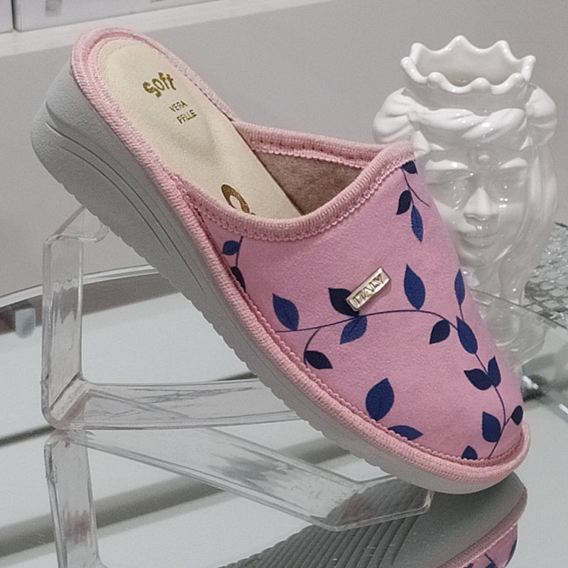 Ciabò 1099/DANA - Pantofole Ciabatte Invernali Donna // Plantare In Vera Pelle // Made In Italy // Suola In Gomma No Flessibile