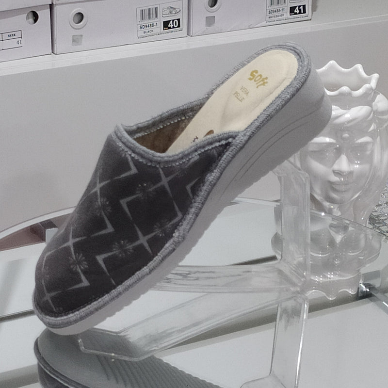 Ciabò 1099/COLONIA - Pantofole Ciabatte Invernali Donna // Plantare In Vera Pelle // Made In Italy // Suola In Gomma No Flessibile