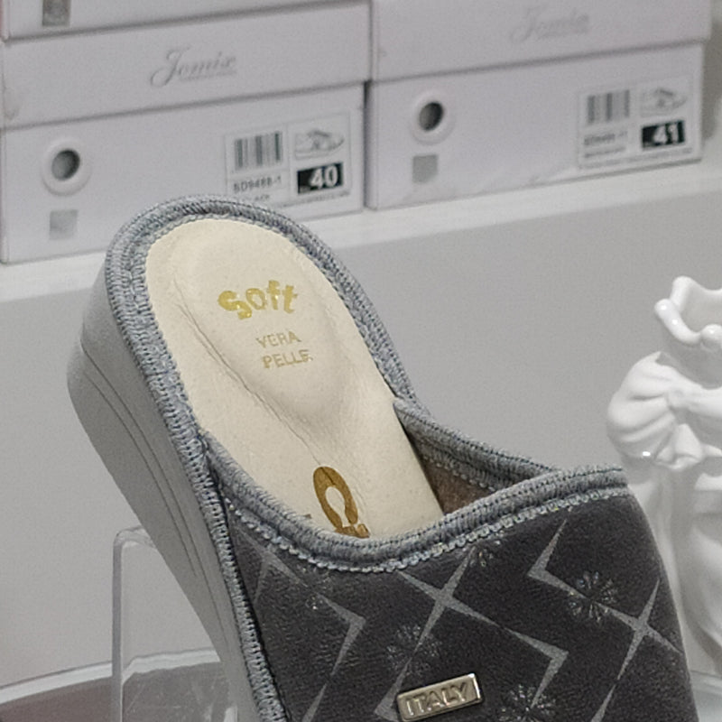 Ciabò 1099/COLONIA - Pantofole Ciabatte Invernali Donna // Plantare In Vera Pelle // Made In Italy // Suola In Gomma No Flessibile