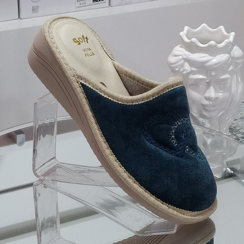 Ciabò 1099/4028 - Pantofole Ciabatte Invernali Donna // Plantare In Vera Pelle // Made In Italy // Suola In Gomma No Flessibile