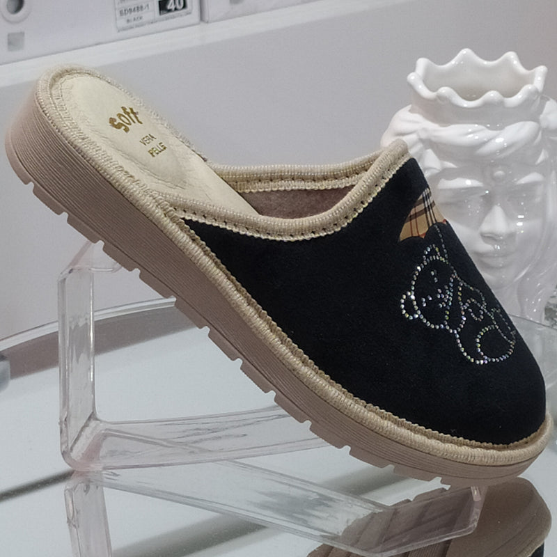 Ciabò LIRA/4053 - Pantofole Ciabatte Invernali Donna // Plantare In Vera Pelle // Made In Italy // Suola In Gomma No Flessibile