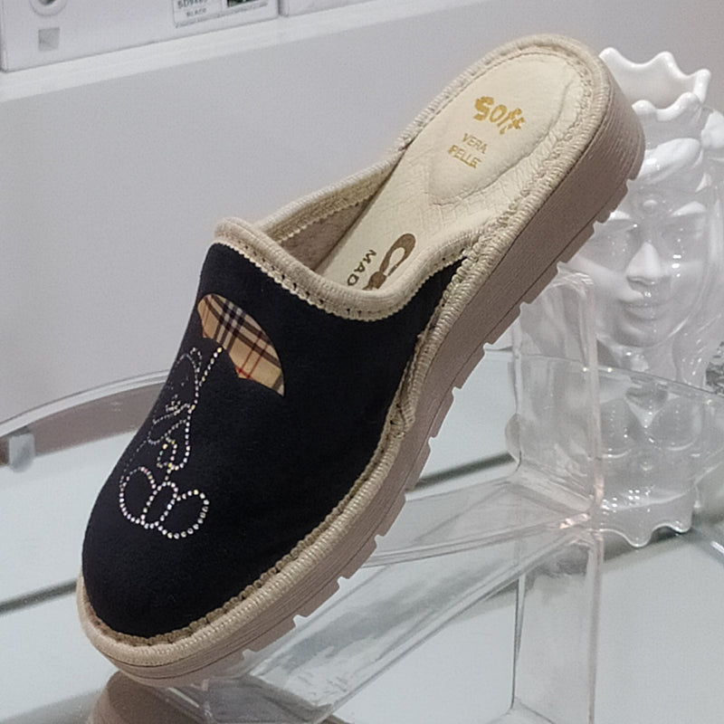 Ciabò LIRA/4053 - Pantofole Ciabatte Invernali Donna // Plantare In Vera Pelle // Made In Italy // Suola In Gomma No Flessibile