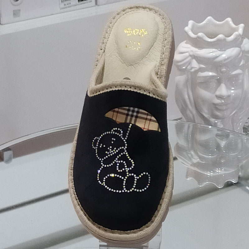 Ciabò LIRA/4053 - Pantofole Ciabatte Invernali Donna // Plantare In Vera Pelle // Made In Italy // Suola In Gomma No Flessibile