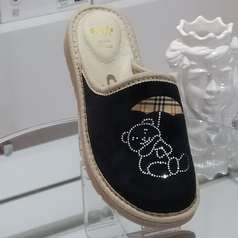 Ciabò LIRA/4053 - Pantofole Ciabatte Invernali Donna // Plantare In Vera Pelle // Made In Italy // Suola In Gomma No Flessibile