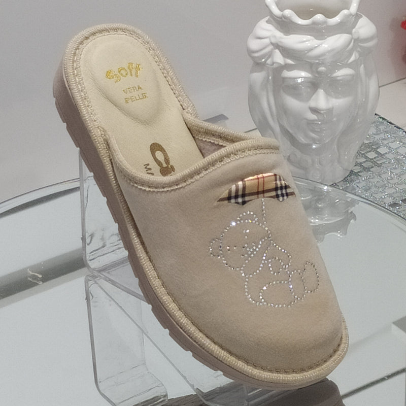 Ciabò LIRA/4053 - Pantofole Ciabatte Invernali Donna // Plantare In Vera Pelle // Made In Italy // Suola In Gomma No Flessibile