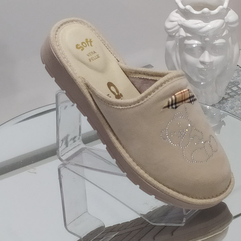 Ciabò LIRA/4053 - Pantofole Ciabatte Invernali Donna // Plantare In Vera Pelle // Made In Italy // Suola In Gomma No Flessibile