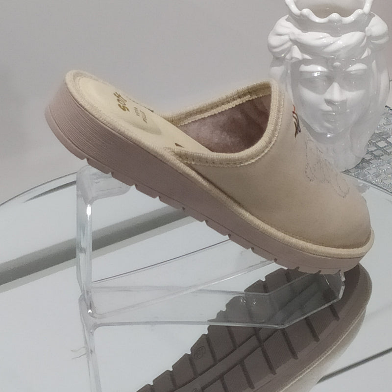 Ciabò LIRA/4053 - Pantofole Ciabatte Invernali Donna // Plantare In Vera Pelle // Made In Italy // Suola In Gomma No Flessibile