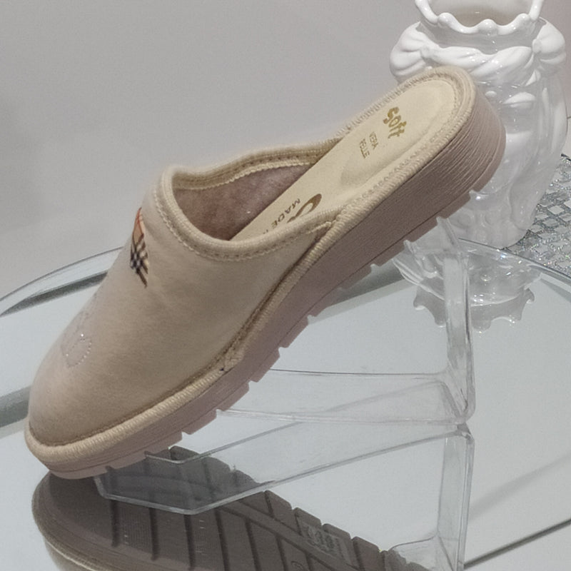 Ciabò LIRA/4053 - Pantofole Ciabatte Invernali Donna // Plantare In Vera Pelle // Made In Italy // Suola In Gomma No Flessibile