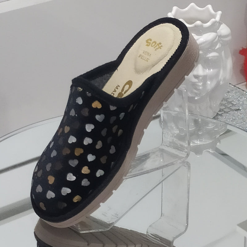 Ciabò LIRA/SANGRIA - Pantofole Ciabatte Invernali Donna // Plantare In Vera Pelle // Made In Italy // Suola In Gomma No Flessibile