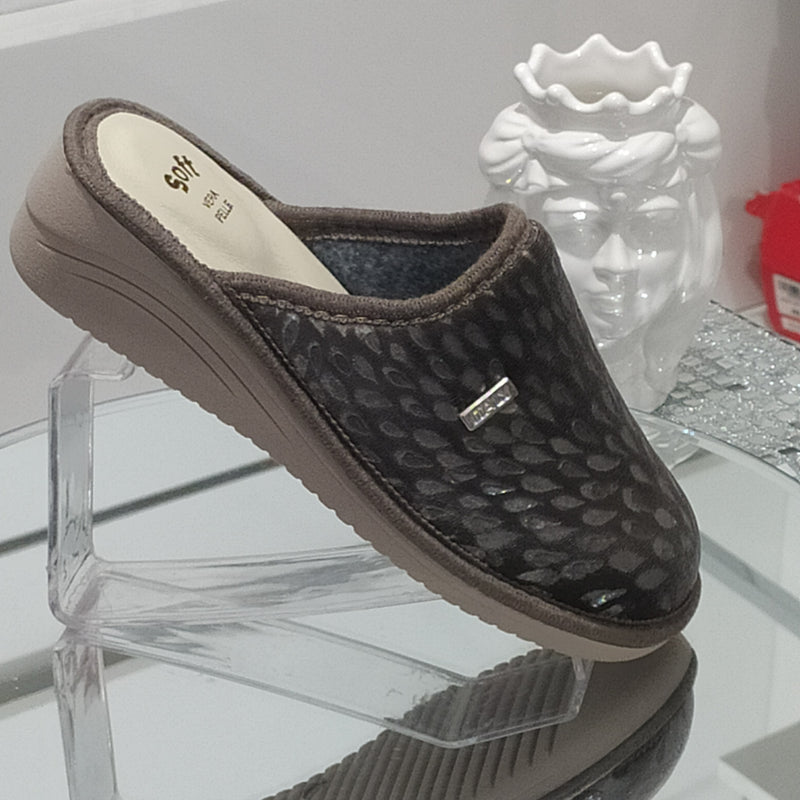 Ciabò 1099/CHEROKEE - Pantofole Ciabatte Invernali Donna // Plantare In Vera Pelle // Made In Italy // Suola In Gomma No Flessibile