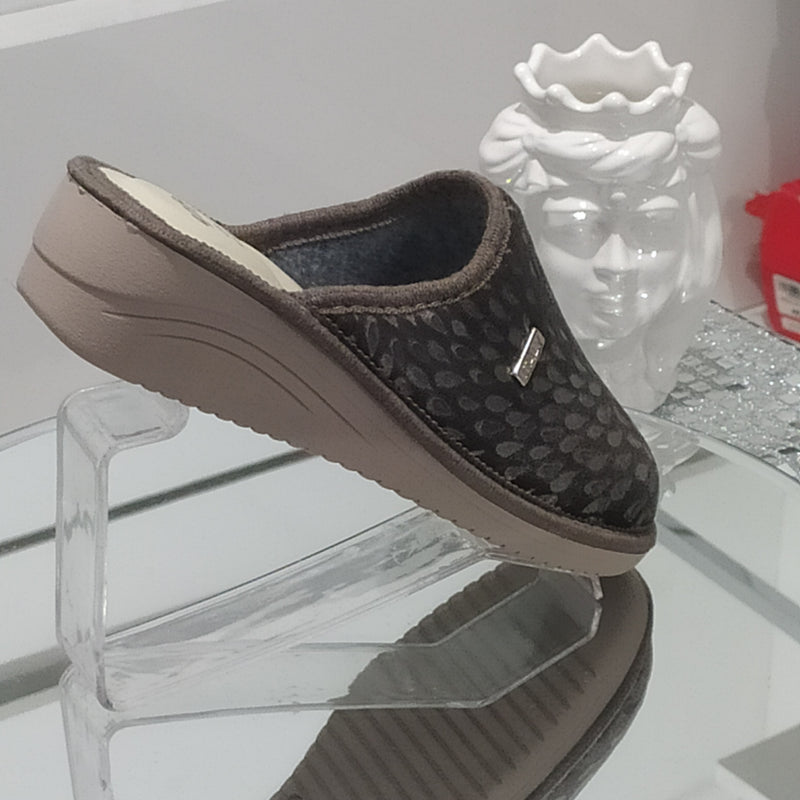 Ciabò 1099/CHEROKEE - Pantofole Ciabatte Invernali Donna // Plantare In Vera Pelle // Made In Italy // Suola In Gomma No Flessibile