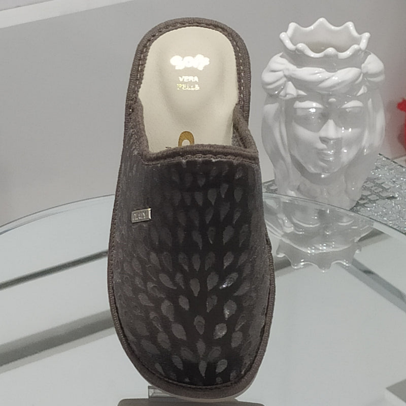 Ciabò 1099/CHEROKEE - Pantofole Ciabatte Invernali Donna // Plantare In Vera Pelle // Made In Italy // Suola In Gomma No Flessibile
