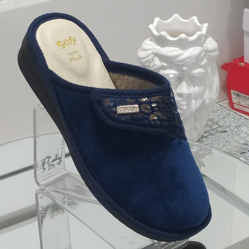 Ciabò 1099/198 - Pantofole Ciabatte Invernali Donna // Plantare In Vera Pelle // Made In Italy // Suola In Gomma No Flessibile