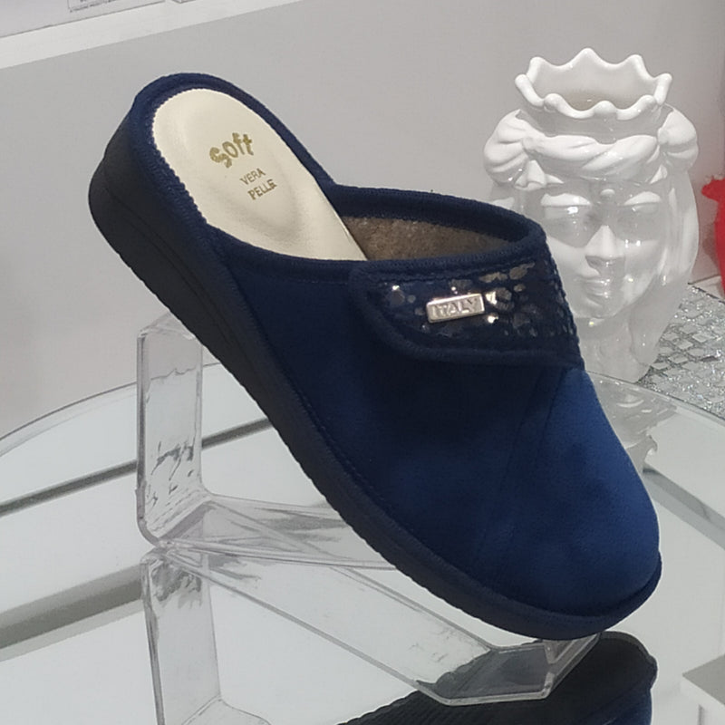 Ciabò 1099/198 - Pantofole Ciabatte Invernali Donna // Plantare In Vera Pelle // Made In Italy // Suola In Gomma No Flessibile