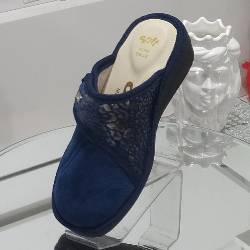 Ciabò 1099/198 - Pantofole Ciabatte Invernali Donna // Plantare In Vera Pelle // Made In Italy // Suola In Gomma No Flessibile