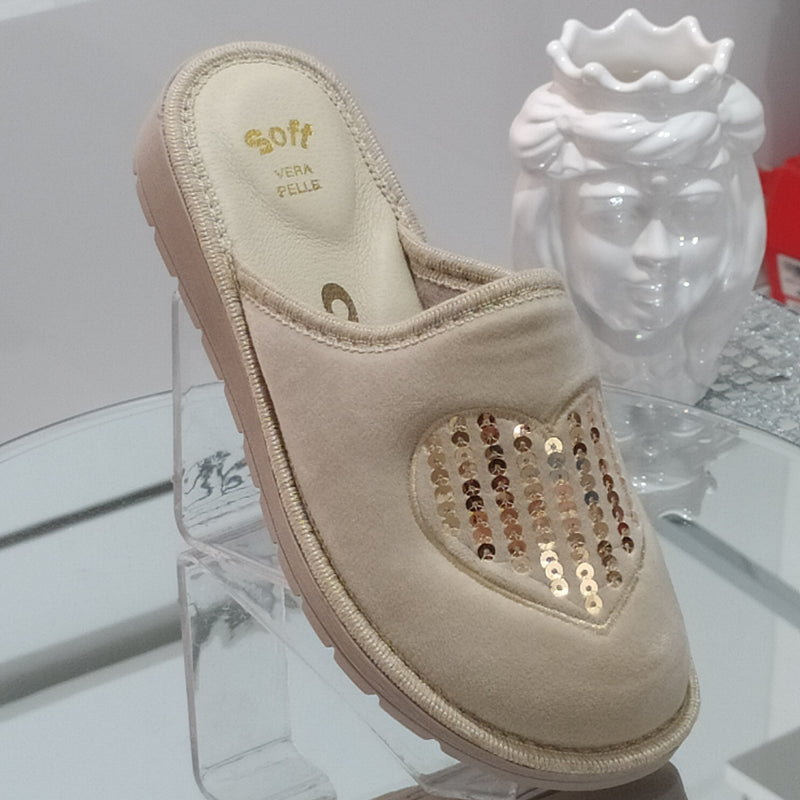 Ciabò LIRA/4055 - Pantofole Ciabatte Invernali Donna // Plantare In Vera Pelle // Made In Italy // Suola In Gomma No Flessibile