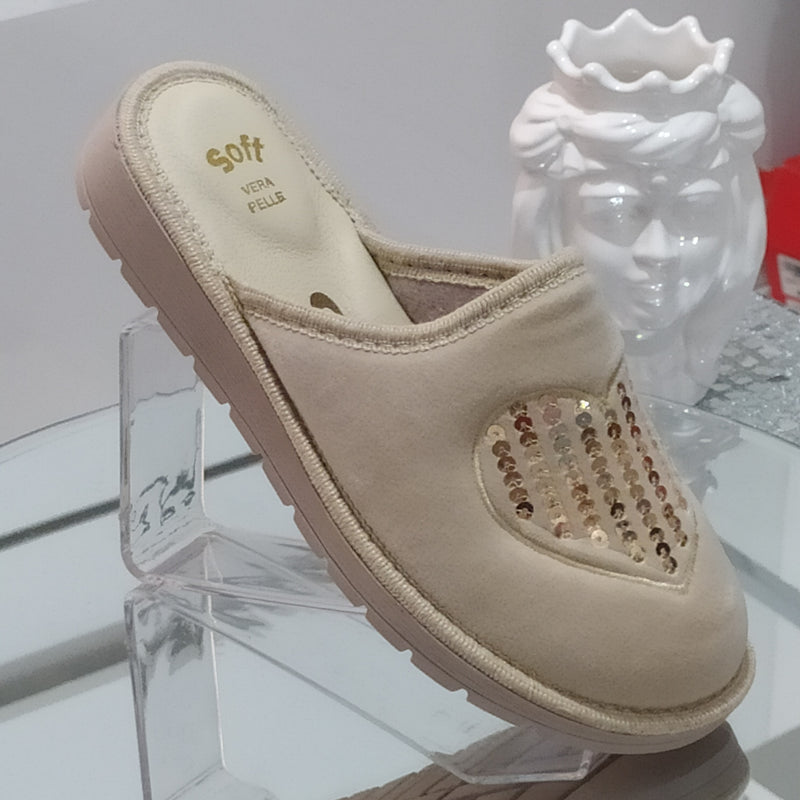 Ciabò LIRA/4055 - Pantofole Ciabatte Invernali Donna // Plantare In Vera Pelle // Made In Italy // Suola In Gomma No Flessibile