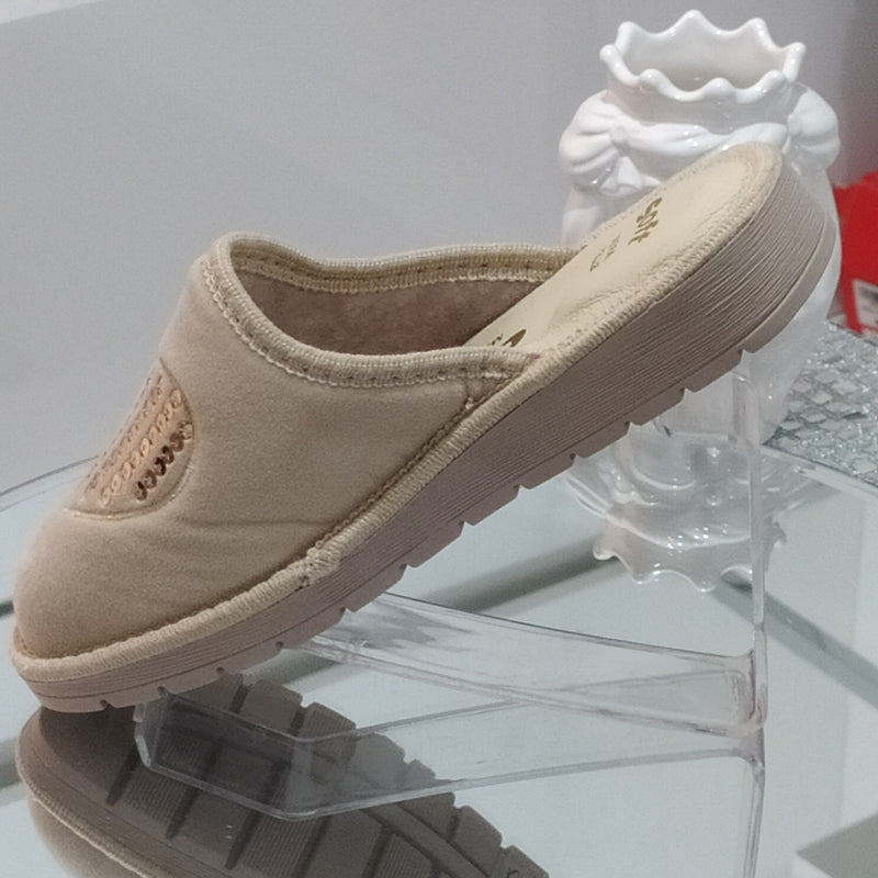 Ciabò LIRA/4055 - Pantofole Ciabatte Invernali Donna // Plantare In Vera Pelle // Made In Italy // Suola In Gomma No Flessibile