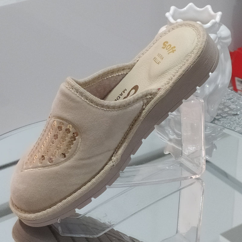 Ciabò LIRA/4055 - Pantofole Ciabatte Invernali Donna // Plantare In Vera Pelle // Made In Italy // Suola In Gomma No Flessibile