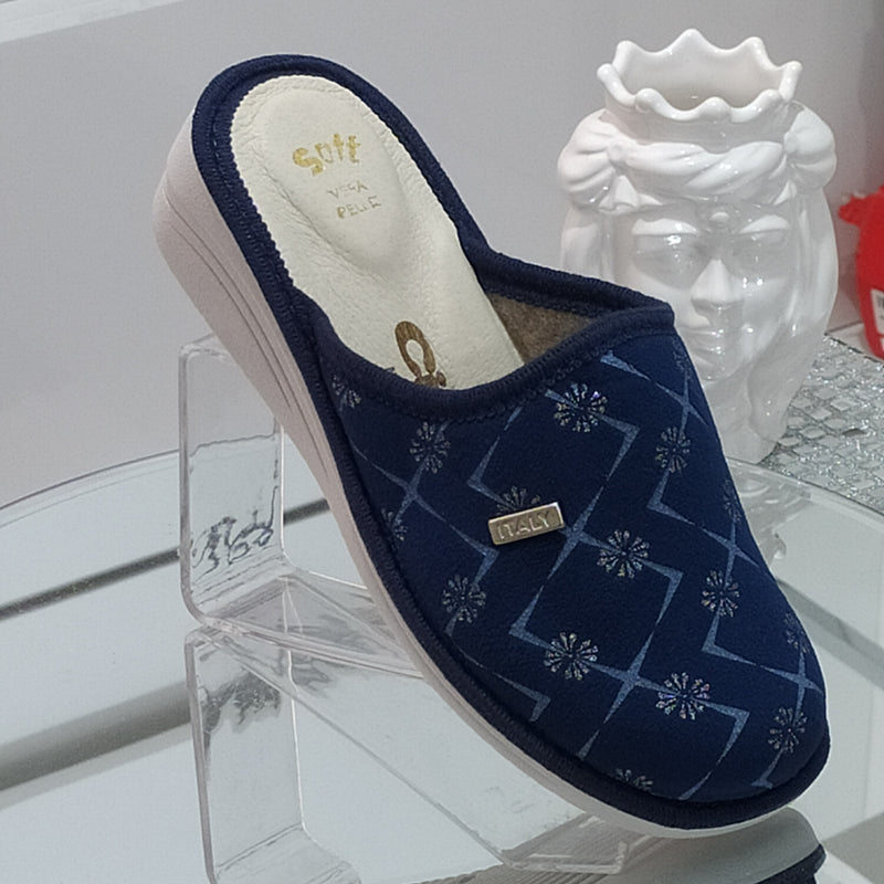 Ciabò 1099/COLONIA - Pantofole Ciabatte Invernali Donna // Plantare In Vera Pelle // Made In Italy // Suola In Gomma No Flessibile