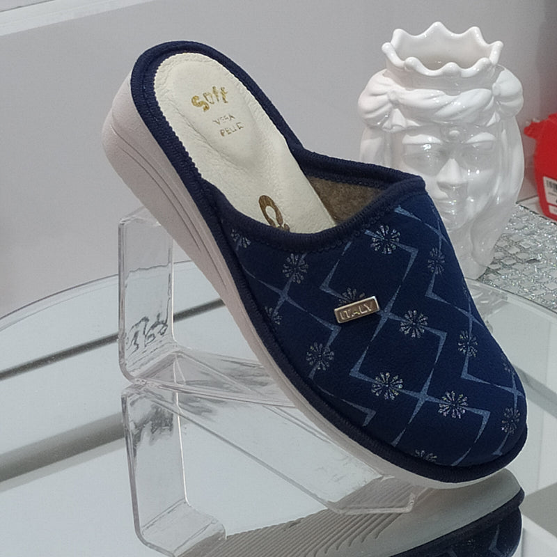 Ciabò 1099/COLONIA - Pantofole Ciabatte Invernali Donna // Plantare In Vera Pelle // Made In Italy // Suola In Gomma No Flessibile