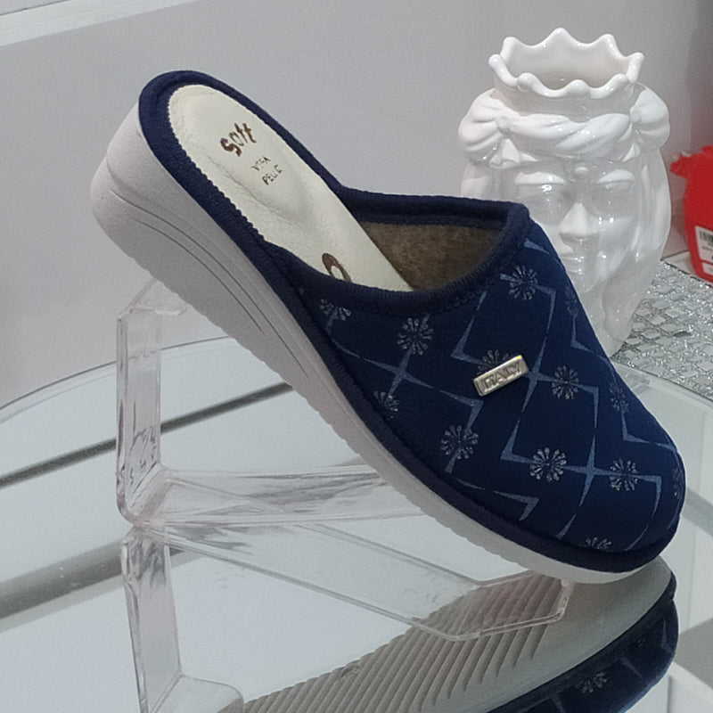 Ciabò 1099/COLONIA - Pantofole Ciabatte Invernali Donna // Plantare In Vera Pelle // Made In Italy // Suola In Gomma No Flessibile