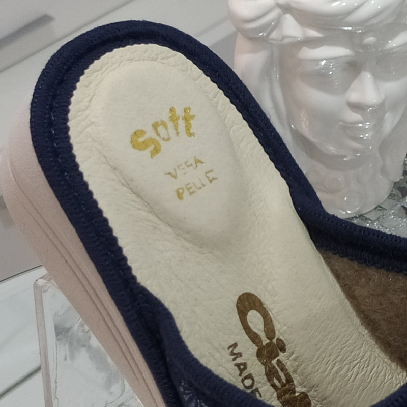 Ciabò 1099/COLONIA - Pantofole Ciabatte Invernali Donna // Plantare In Vera Pelle // Made In Italy // Suola In Gomma No Flessibile