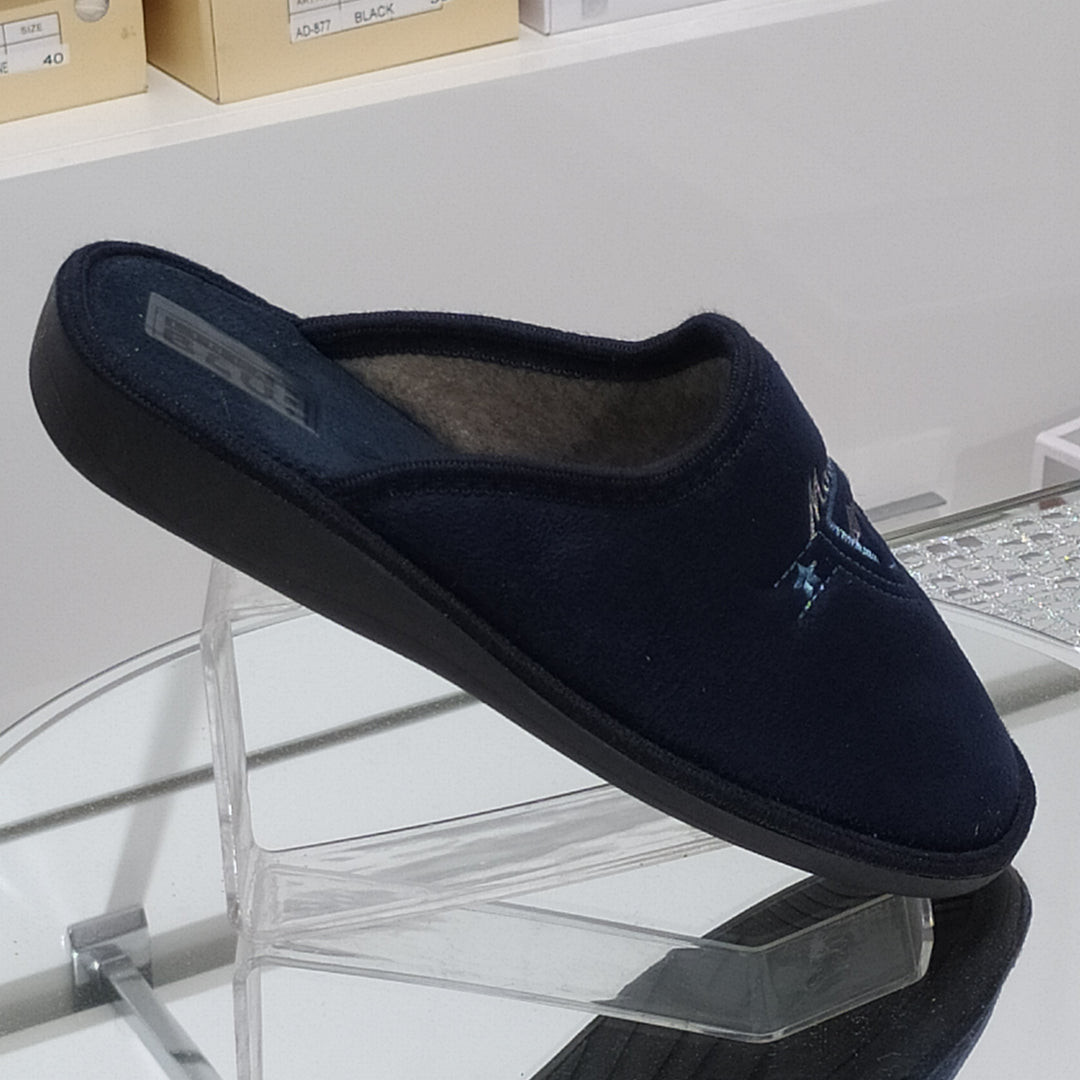 Fly Flot | Classic Man, Pantofole Uomo A Coste, Ciabatta Con Tomaia In Velluto, Sottopiede In Microfibra, Blu, 39 : Fly Flot