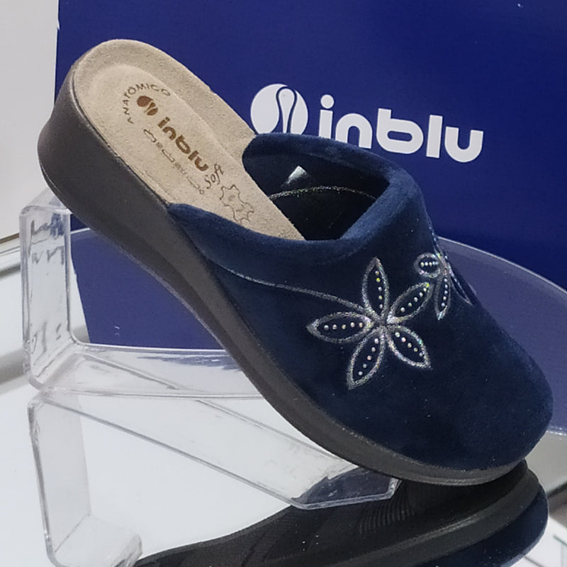 INBLU - Pantofole Ciabatte Invernali // Dettagli Ricami e Strass // Plantare In Vera Pelle SOFT Anatomico
