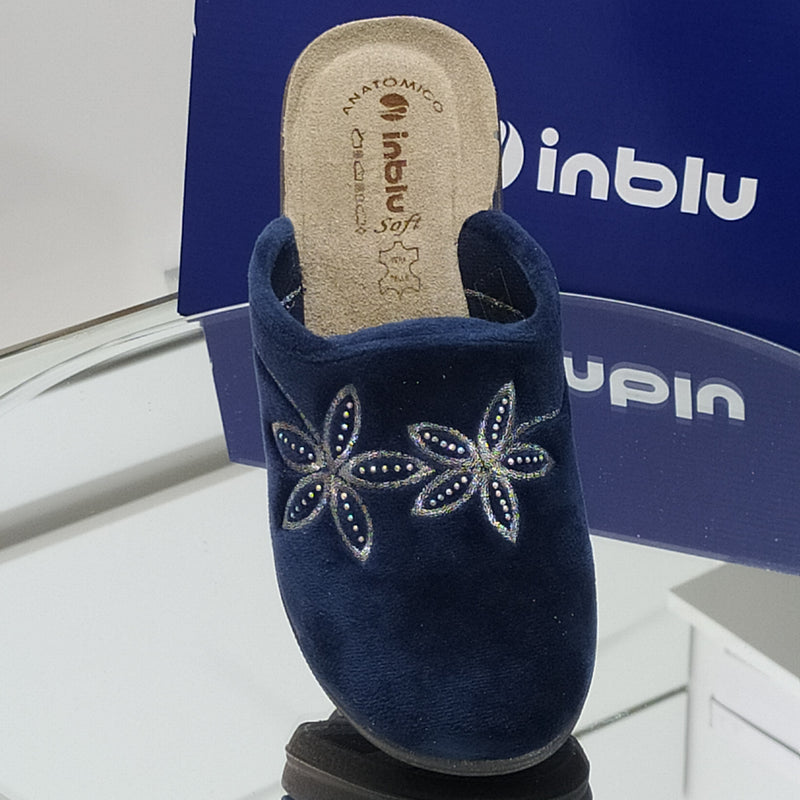 INBLU - Pantofole Ciabatte Invernali // Dettagli Ricami e Strass // Plantare In Vera Pelle SOFT Anatomico