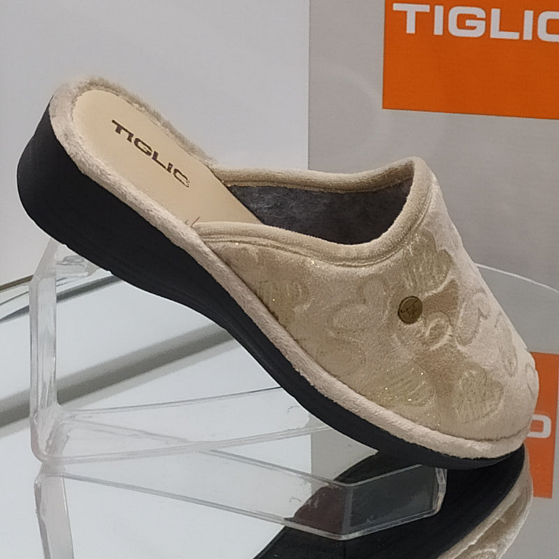 TIGLIO - Pantofole/Ciabatte Invernali Donna// Tomaia Felpata // Suola In Gomma