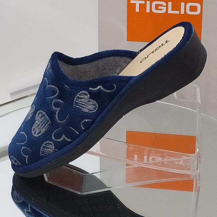 Pantofole Invernali Donna TIGLIO Blu - Ciabatte Morbide Con Zeppa 4 Cm E Suola Ammortizzata - 3