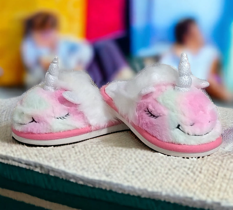 JOMIX - Pantofole/Ciabatte Donna Inverno Unicorno Tessuto Felpato Morbido Con Suola In Gomma