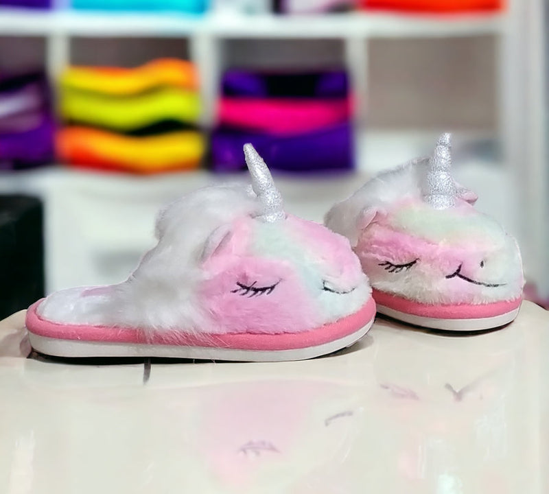 JOMIX - Pantofole/Ciabatte Donna Inverno Unicorno Tessuto Felpato Morbido Con Suola In Gomma