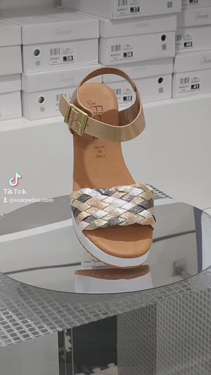 FLORALì - Saldali Donna Zeppa 6Cm Made In Italy Fascia Multicolore e Plantare Morbido Soft