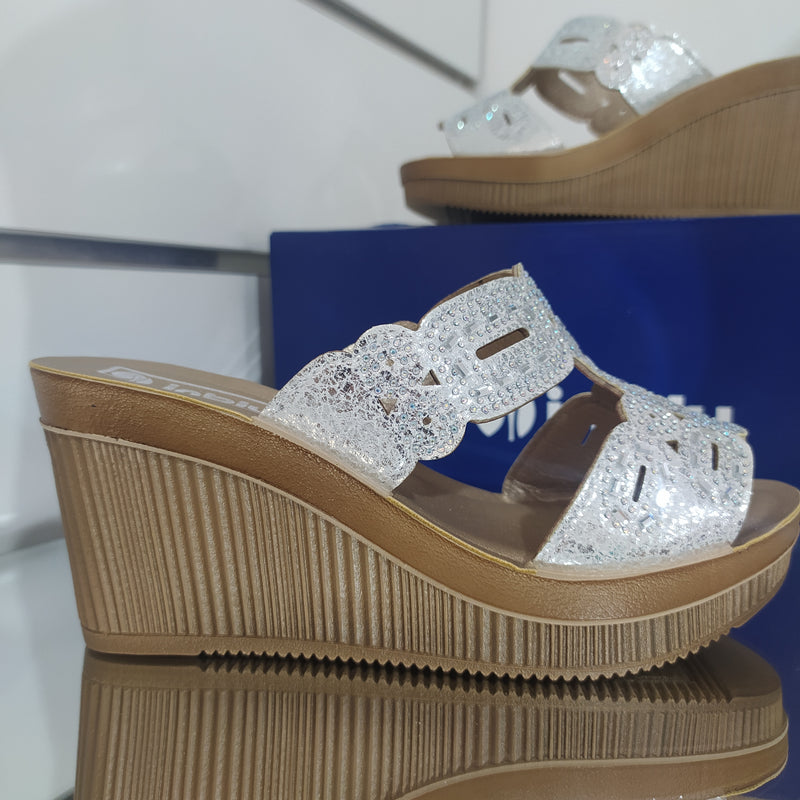 INBLU - Sandalo Zeppa a Fasce Con Strass Art AS000039