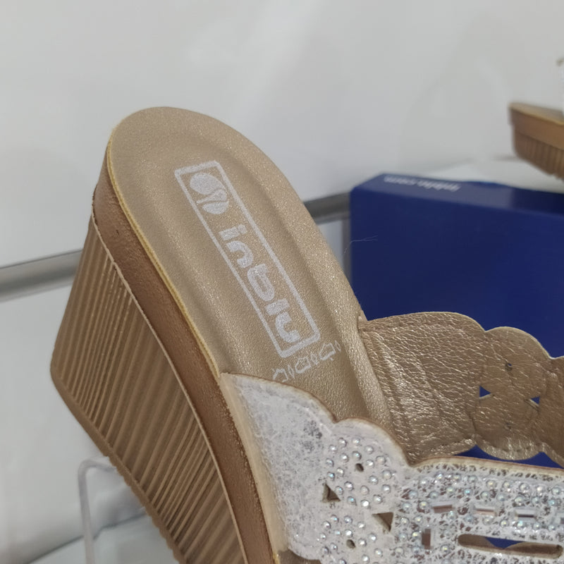 INBLU - Sandalo Zeppa a Fasce Con Strass Art AS000039