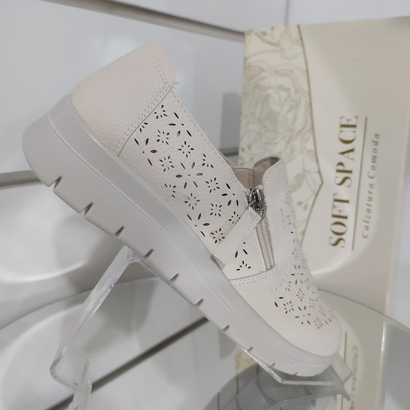 Soft Space - Scarpe Donna Con Cerniera Modello Linea Comoda