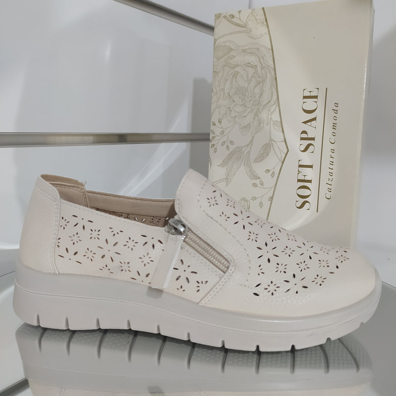 Soft Space - Scarpe Donna Con Cerniera Modello Linea Comoda