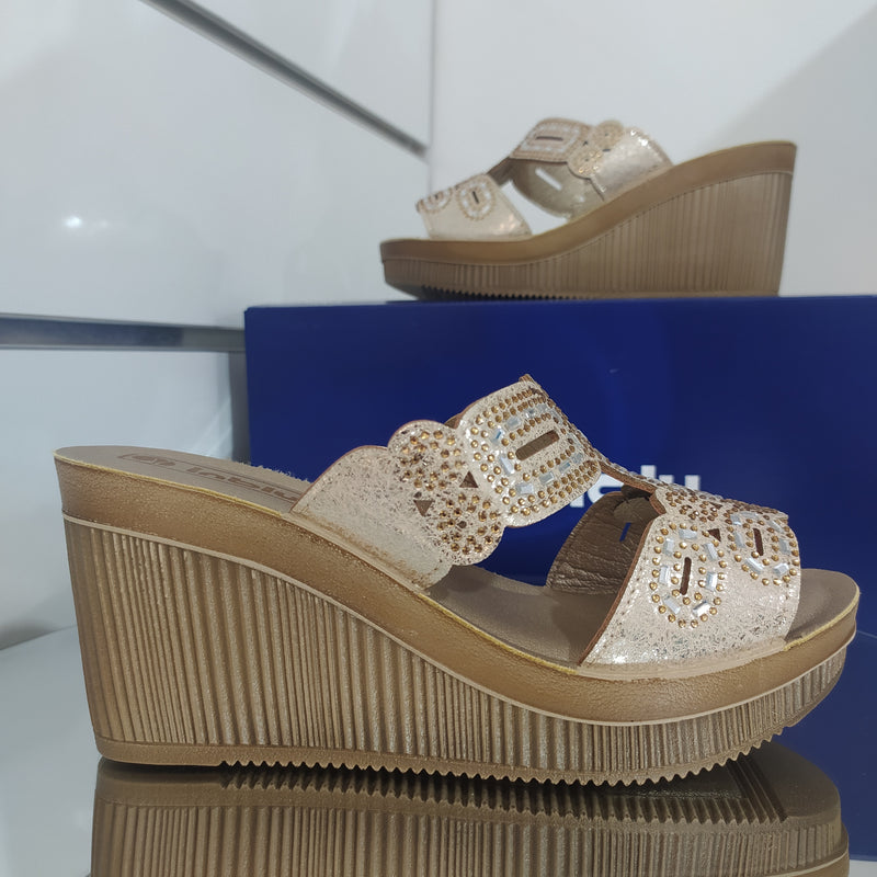 INBLU - Sandalo Zeppa a Fasce Con Strass Art AS000039