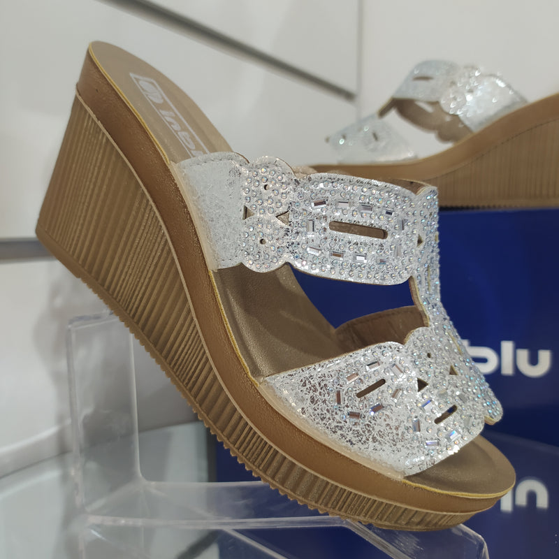 INBLU - Sandalo Zeppa a Fasce Con Strass Art AS000039