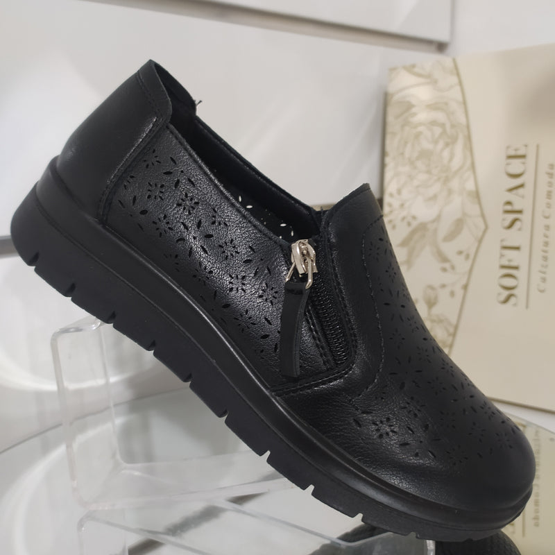 Soft Space - Scarpe Donna Con Cerniera Modello Linea Comoda
