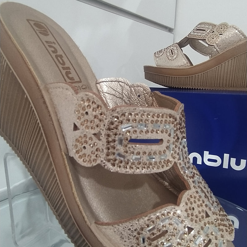 INBLU - Sandalo Zeppa a Fasce Con Strass Art AS000039