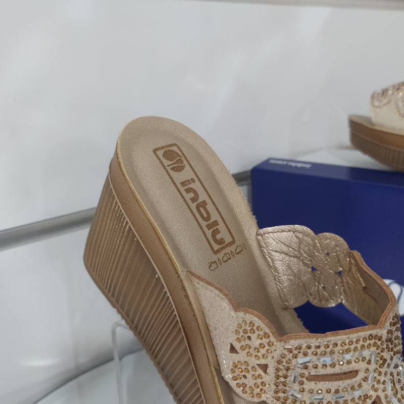 INBLU - Sandalo Zeppa a Fasce Con Strass Art AS000039