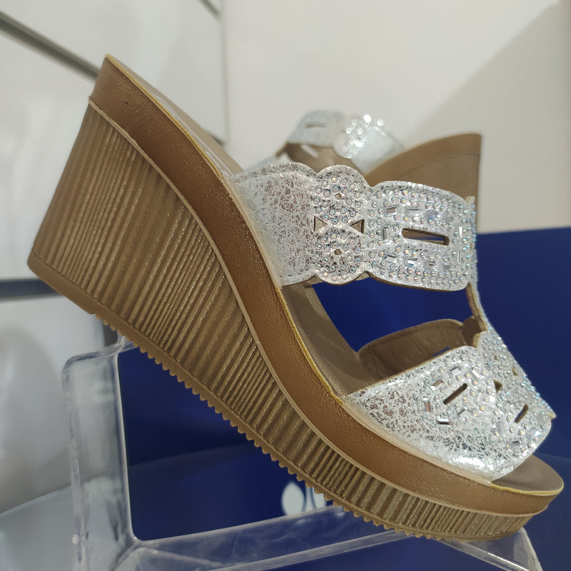 INBLU - Sandalo Zeppa a Fasce Con Strass Art AS000039