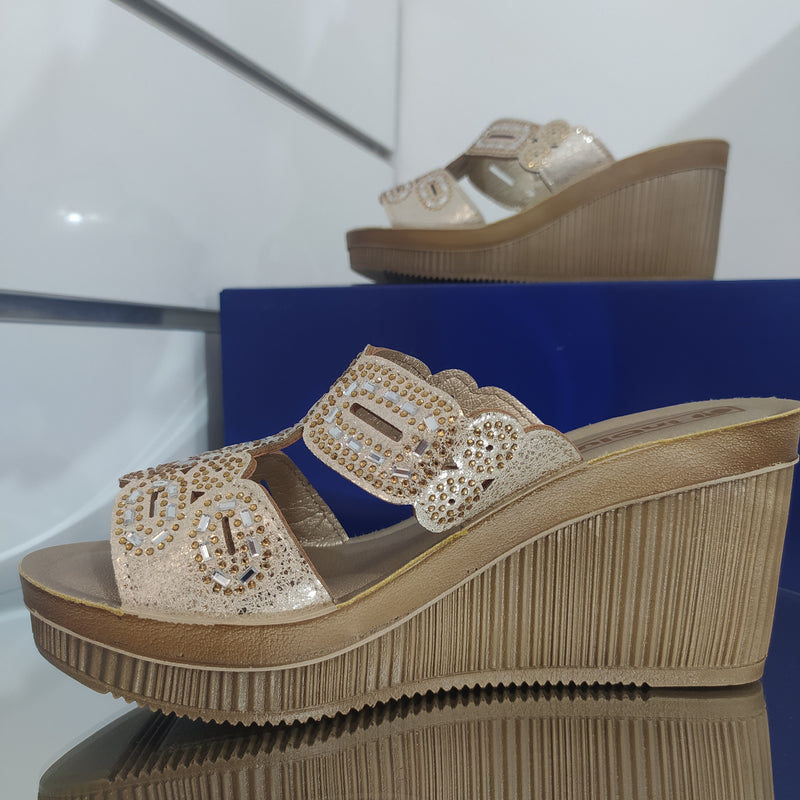 INBLU - Sandalo Zeppa a Fasce Con Strass Art AS000039