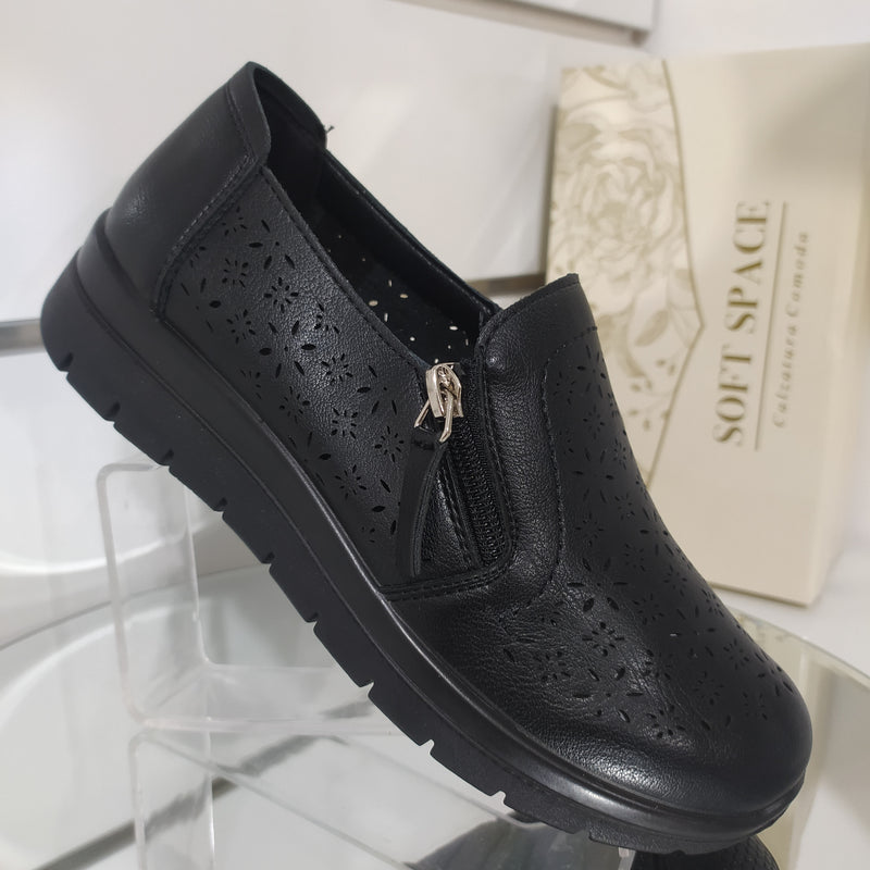 Soft Space - Scarpe Donna Con Cerniera Modello Linea Comoda