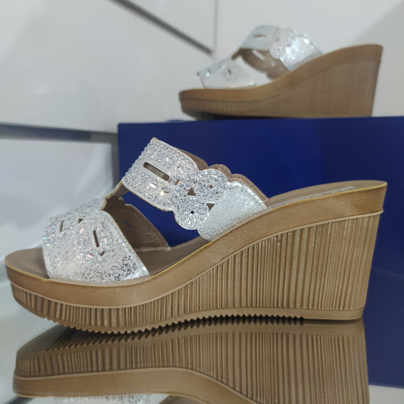 INBLU - Sandalo Zeppa a Fasce Con Strass Art AS000039